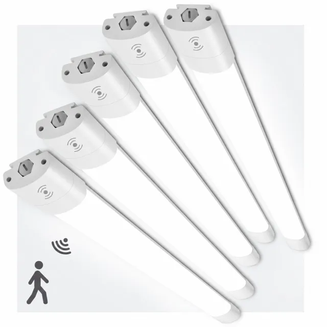 LOVHAUS 5x LED TL Armatuur Plafondlamp 120 cm – 36W 3960LM – Bewegingssensor – Doorverbindbaar – IP66 Wit