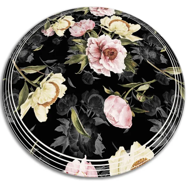 TULUP Vinyl Tapijt - rozen PVC Tapijt - 60 cm - Bruin Tapijt Vinyl - Ronde Vinyl Vloerkleed - Kantoortapijt - Haltapijt Bruin rozen