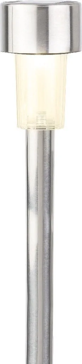 Lumineo buiten prikspot/steker solar - LED - zilver - H36 cm - warm wit
