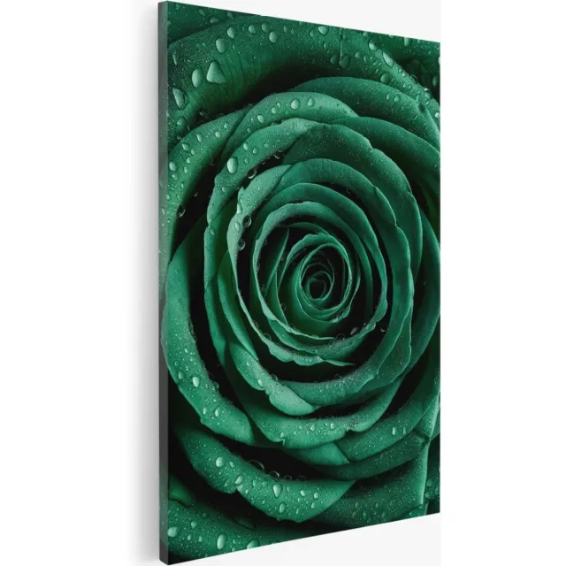 Saammp Canvas Schilderij - bloemen - Groene Roos - 30x45 - Foto op canvas - Wanddecoratie - Muurdecoratie Woonkamer - Kantoor Decoratie Multicolor