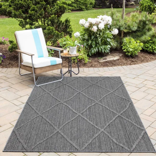 Ayyildiz Patara buitenkleed 120 x 170 grijs 100% polypropyleen 8mm dikte 1400 g/m² – geschikt voor binnen en buiten