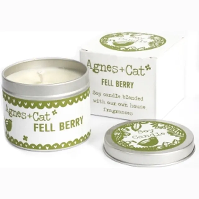 Agnes & Cat Soy wax Geurkaars in Blik - Bosbes - 200ml - Veganistisch - 30 Branduren Olijfgroen en Wit