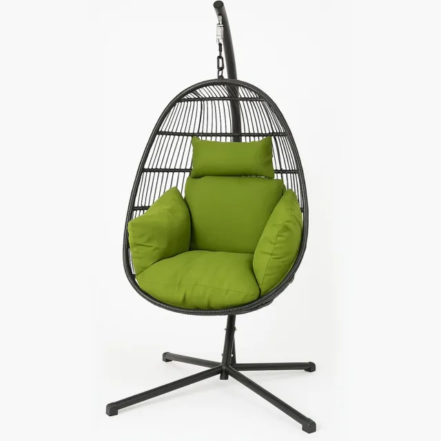 Homescapes Outdoor Hangstoelkussen – Groen met Hoofdsteun