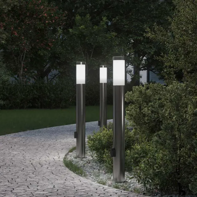 vidaXL Bolderverlichting met stopcontact 3 stuks 80 cm roestvrij staal IP44 Zilver