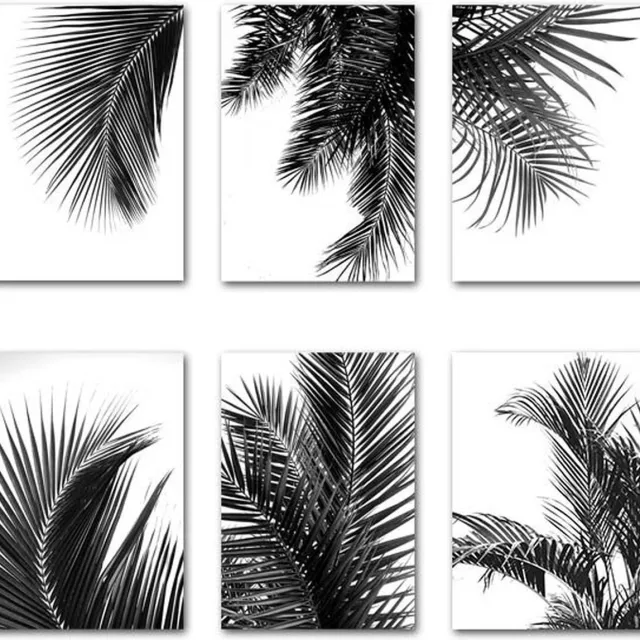 Misk Products Palmboom Posters - Zwart Wit - 6 stuks - A4 formaat - Poster - Wanddecoratie - Kunst