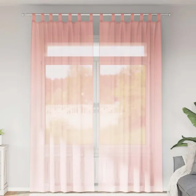 vidaXL Gordijnen voile met roedezakken 2 st roze