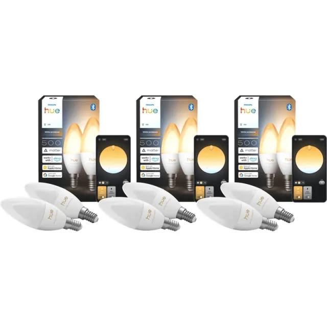 Philips Hue Kaarslamp White Ambiance E14 6-Pack