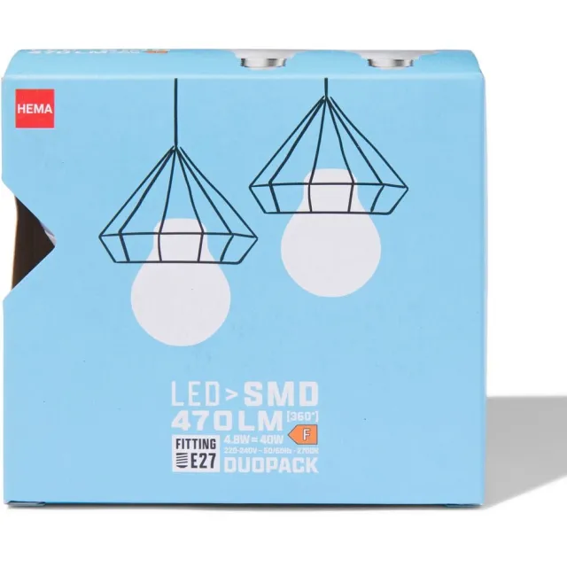 HEMA Led peer smd E27 2.9W 470lm - 2 stuks
