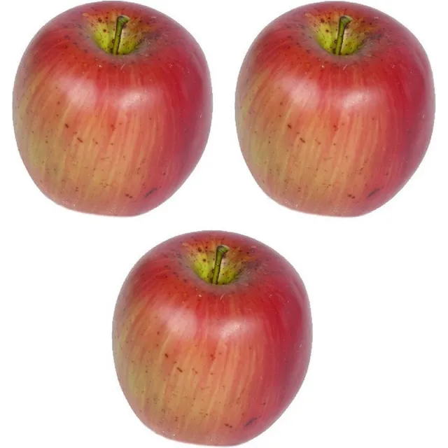 Bellatio Flowers & Plants Bellatio Kunstfruit appels - decoratievrucht - 8 cm - 3x stuks - decofruit - sier - fruitschaal Rood