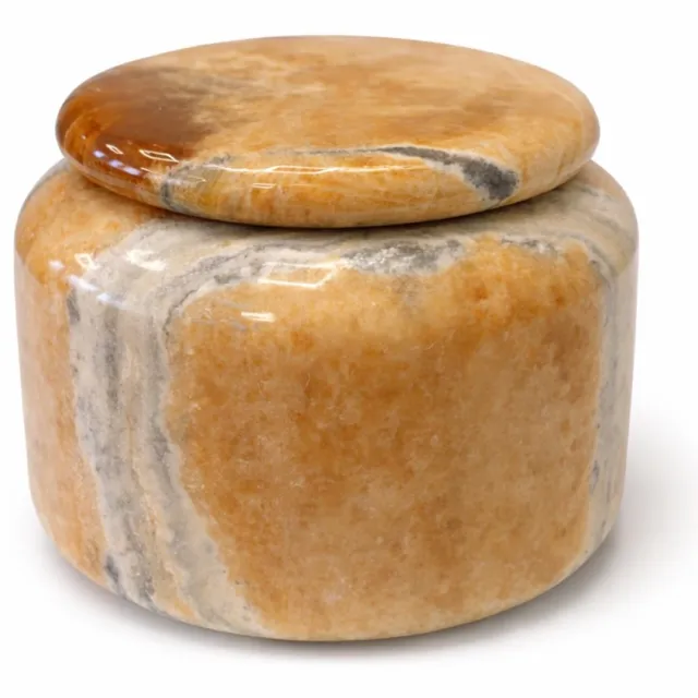Marmoree Onyx - Marmer - Decoratief Object - Opbergpot - Kaarshouder - Ø18cm H18cm Honing/Beige