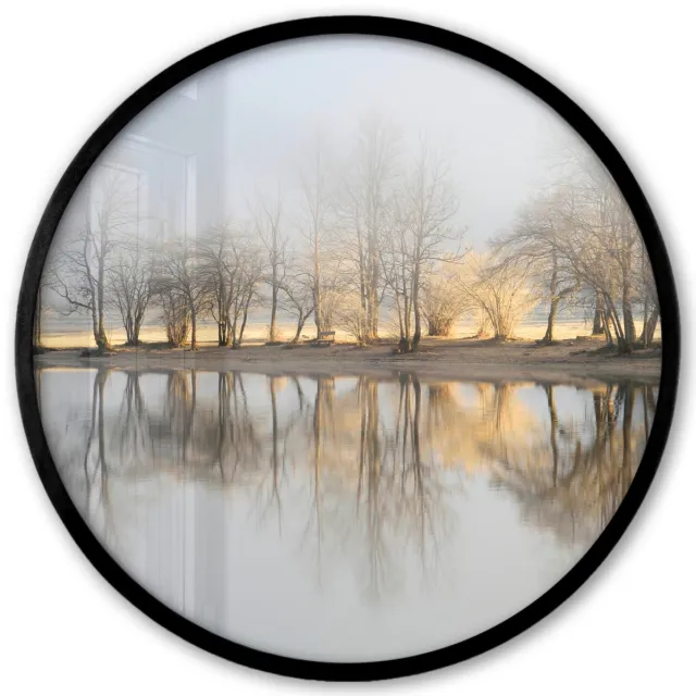 FrameYourWall Poster in lijst Rond - Fotolijst 40x40 cm - Posters - Water - Bomen - Natuur - Landschap - Ronde posterlijst zwart - Decoratie - Wanddecoratie woonkamer - Muurdecoratie slaapkamer