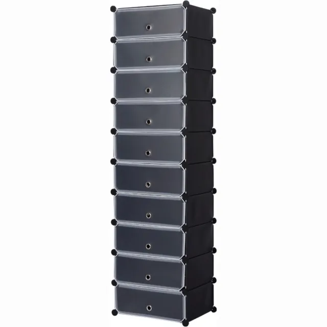 Happyment Sneakerbox Deluxe - Zwart - 10 stuks - Schoenenbox - Schoenenrek - Opbergbox - Schoenendoos - Opbergsysteem