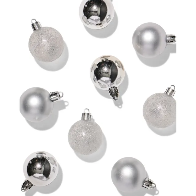 HEMA Kerstballen plastic zilver - 9 stuks (zilver)