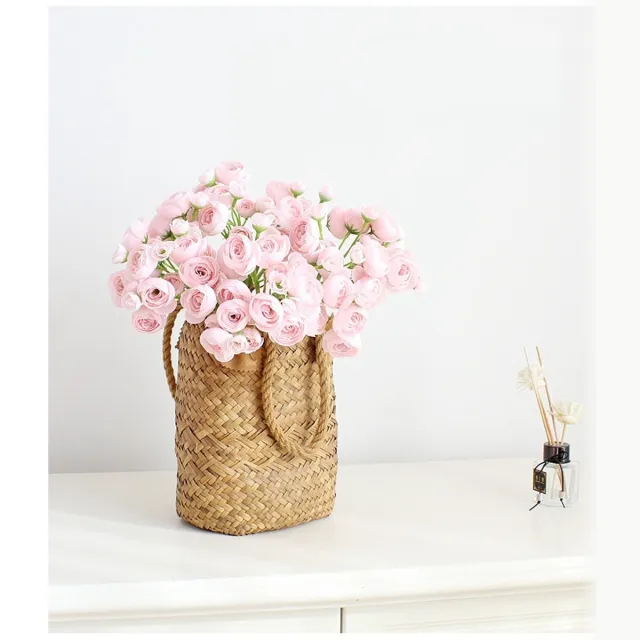 Double Horse Zijden Boeket Kleine Camelia – 40cm hoog – 18 stelen - doe-het-zelf boeket – DIY – alle kunstbloemen los geleverd – Lente – multi color – Kunstbloemen - nep bloemen - nepbloemen - kunstplanten Roze