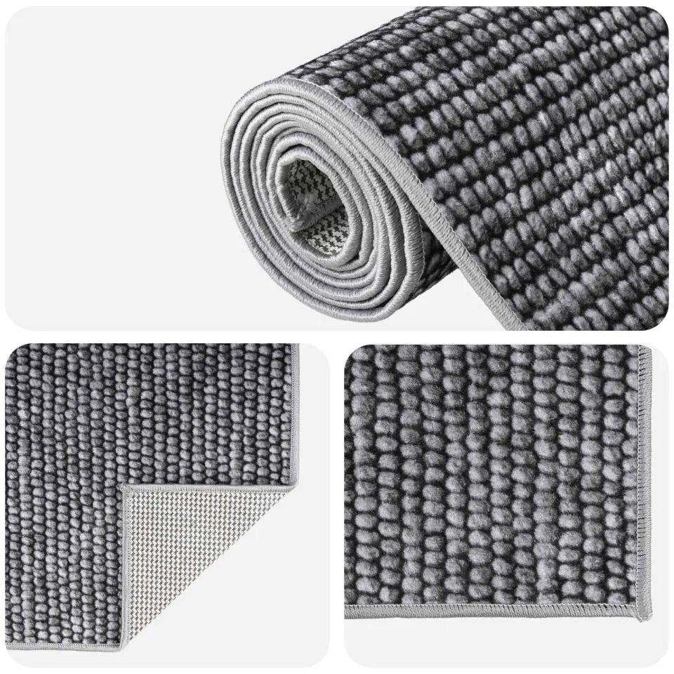vidaXL Vloerkleed Antraciet 50 x 250 cm 100% Polyester 3 mm Wasbaar, foto 4
