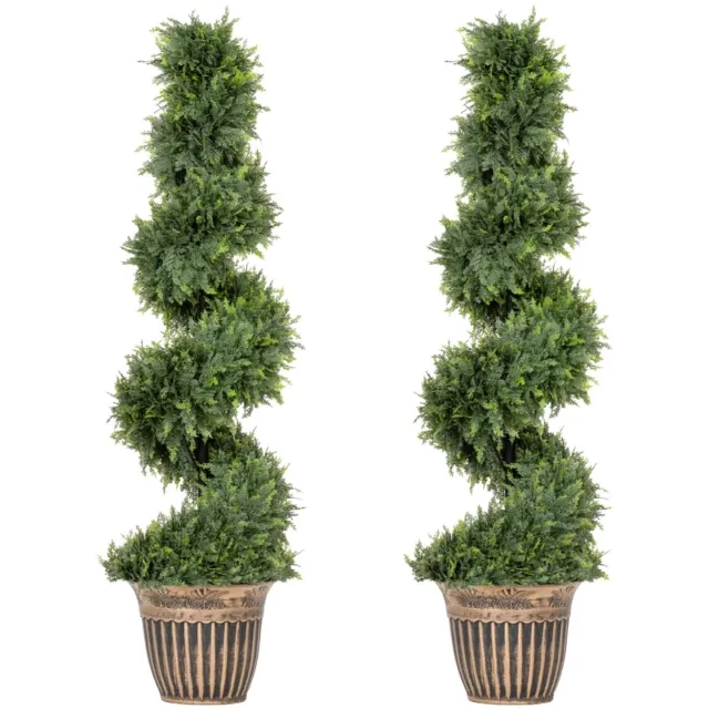 ZYLARO Spiraalcipres - Set van 2 - Inclusief pot - 120 cm hoog - Groen