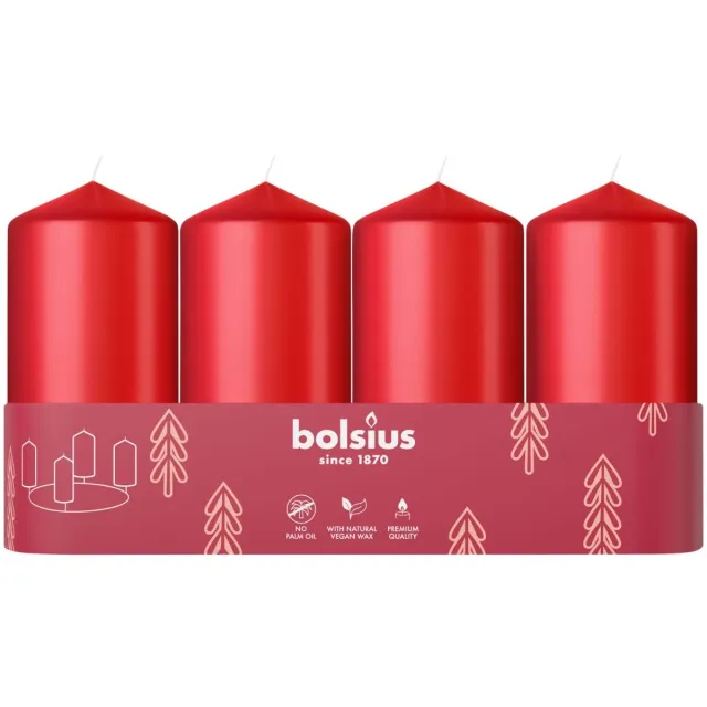 Bolsius Rustiek stompkaars 100/48 tray a 4 stuks rood