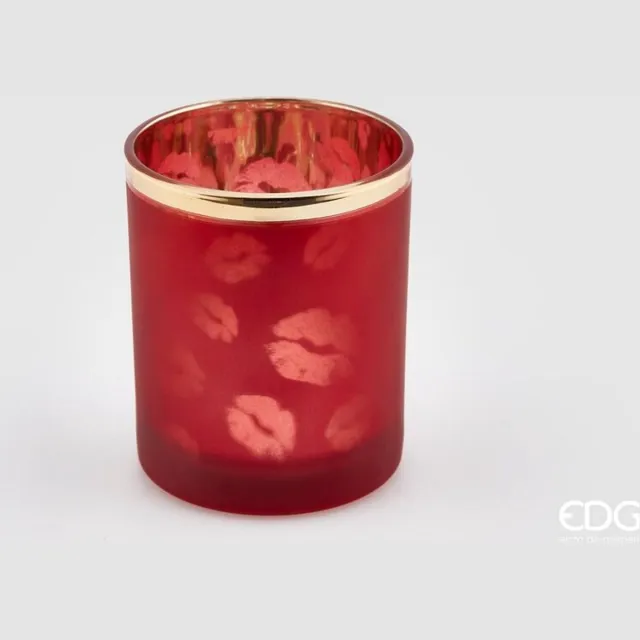 EDG - Enzo De Gasperi Theelichthouder Kusjes H10 D9 Valentijn hart love rood