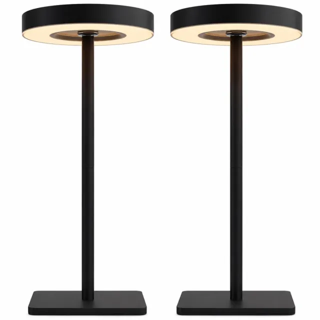 Nook Oplaadbare tafellamp 2-pack - Zwart - Draadloos - LED & 3 lichtstanden - Bureaulamp of nachtlampje 2-pack zwart
