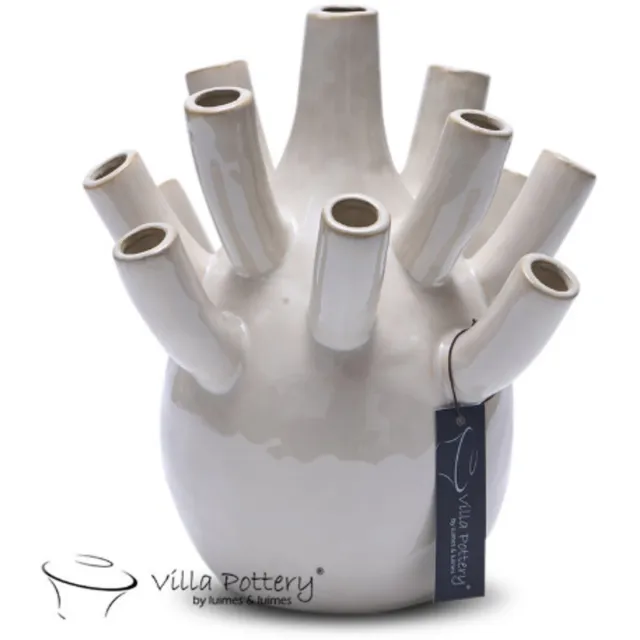 Vaas - Villa Pottery - Woondecoratie - Keramiek - Decoratie - Voorjaarscollectie - Waterdicht - Pinokkio 1_3 Wit