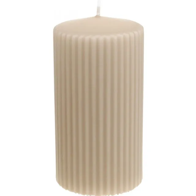 Wenzel Kerzen Pilaarkaarsen, beige, gegroefd, 70/130 mm, 4 stuks