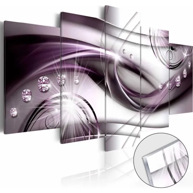 karo-art Afbeelding op acrylglas - Violet Glow , Paars, 5luik Multikleur