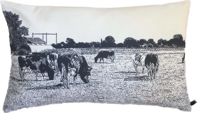 MA-Feeling Sierkussen Cows (Wit, 60x40 cm) - Uniek cadeau - Handgemaakt - Duurzaam