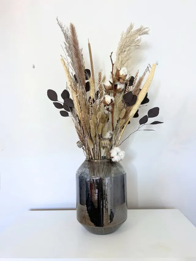 La Florista Droogbloemen - Droogboeket met vaas - Droogbloemen met vaas - Neutraal droogboeket met vaas Beige