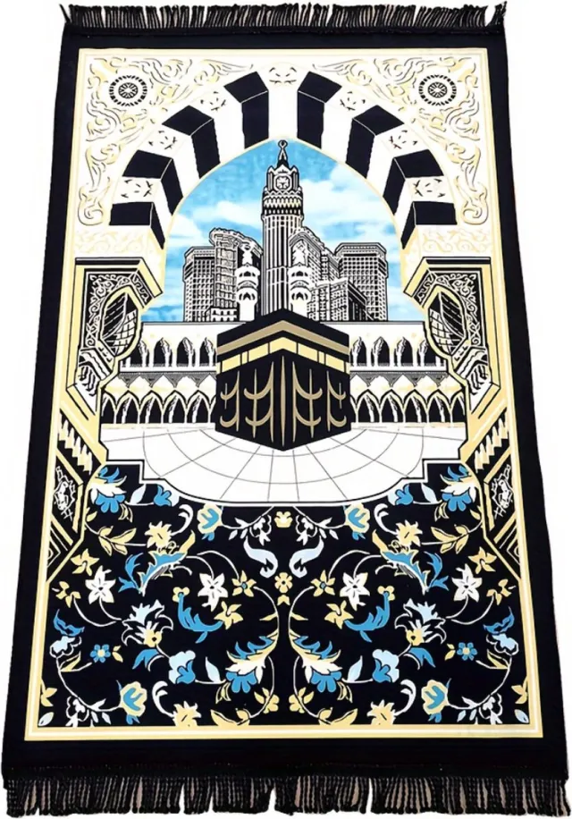 Livano Islam Gebedskleed - Ramadan Kleed - Gebedsmat - Tapijt - Inshallah - Eid Mubarak - Zwart