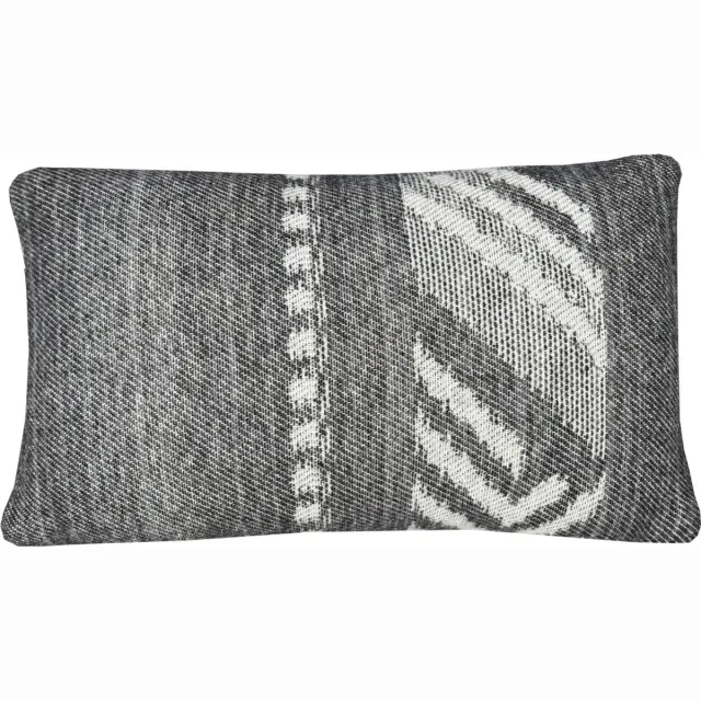 Malagoon Mochica wool cushion black decostripe rectangle Grijs, Offwhite