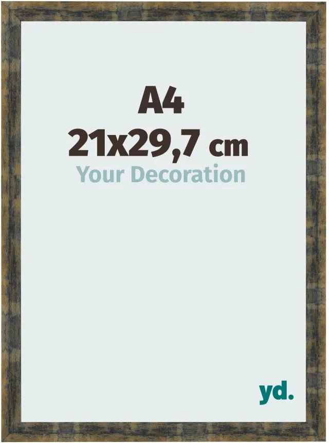yd. Your Decoration - Fotolijst A4 21x 29,7 cm - MDF - Blauw Goud Gemeleerd - Pisa