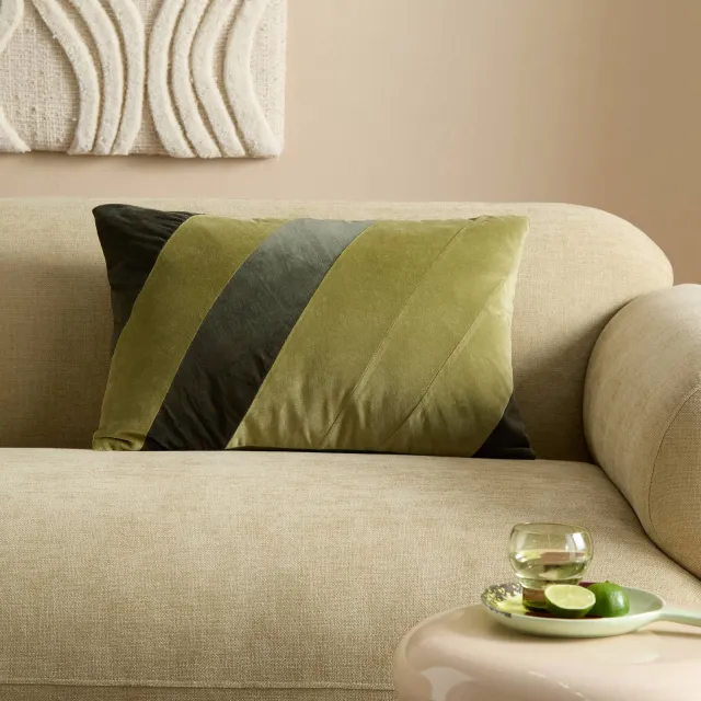 NOUS Living rechthoekige gestreepte sierkussenhoes Anna 40x60 cm - groen/donkergroen