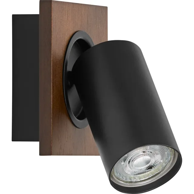 LEDVANCE DECOR SPOT MERCURY, 1 x 3,4W, 230lm, hout-look, zwart, spot, verstelbare koppen, veelzijdig gebruik, interieurspot, vervangbare ledlampen, warm witte lichtkleur, GU10