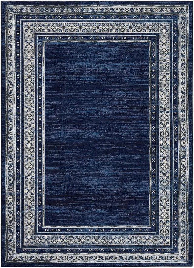 Danky Modern Vloerkleed Abstract Design 120x170 cm Blauw - Opvouwbaar Zacht Poolkleed met Antislip Onderkant