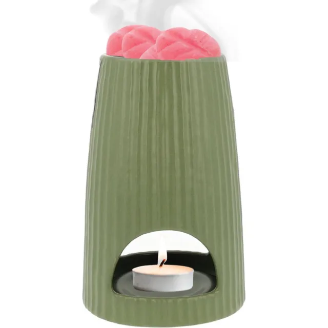 Scentchips Rib Rond - Waxbrander - Geurbrander - Oliebrander - Wax Melts Brander - Aromabrander - Ook Geschikt Voor Essentiële Oliën - Geurolie - Waxmelts - Leger Groen
