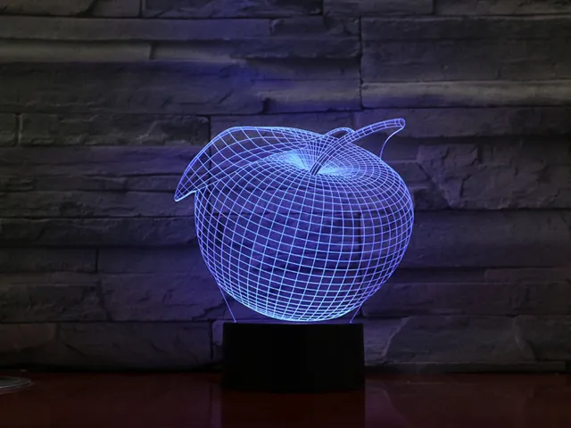 MC Living 3D Led Lamp Met Gravering - RGB 7 Kleuren - Appel