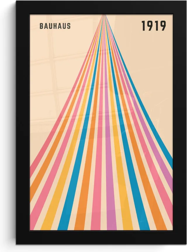 FrameYourWall Poster in lijst - Fotolijst 20x30 cm - Posters - Bauhaus - Kleurrijk - Abstract - Modern - Kunst - Posterlijst zwart - Decoratie - Wanddecoratie woonkamer - Muurdecoratie slaapkamer