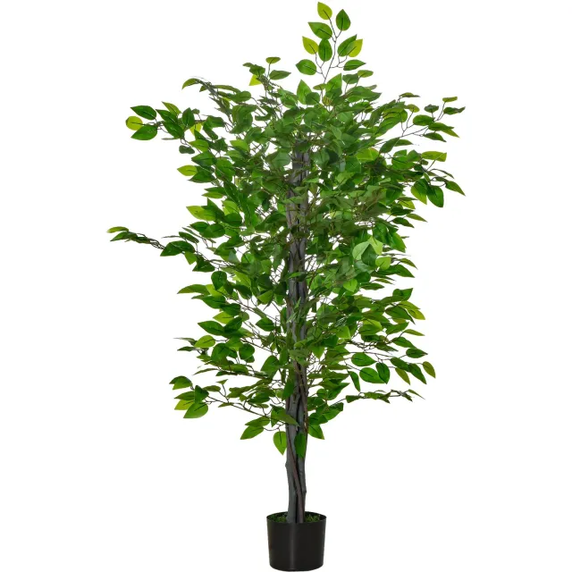 Homona Kunstplant Ficus - Met 756 bladeren en pot - 135 cm hoog - Groen