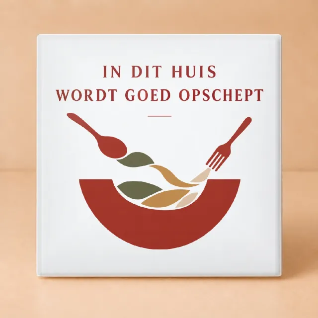 Bedruk King Speelse Papieren Knipvorm Tegel ‘Oost west, thuis bestek’ – Sfeervolle Matisse Stijl Wanddecoratie voor Thuisfans - 15 x 15 cm Wit
