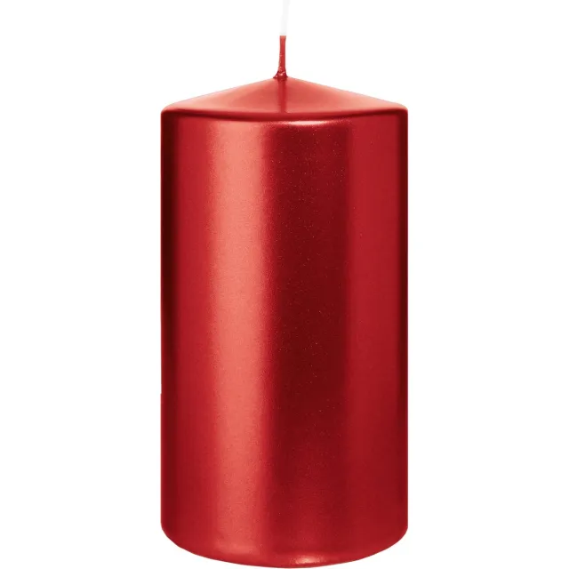 Wiedemann Cilinderkaars/stompkaars - metallic rood - 13 x 7 cm - 52 branduren - zuilkaarsen Donkerrood