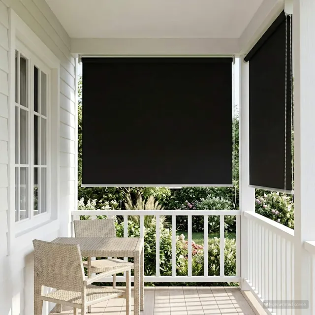 vidaXL Buitenrolgordijn UV-bescherming Zwart 80 x 140 cm (B x H)