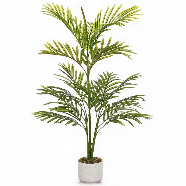 Triumpunpre Kunst Areca Palm - 110cm, duurzaam PEVA, verstelbare bladeren met moderne pot voor zakelijk gebruik groen