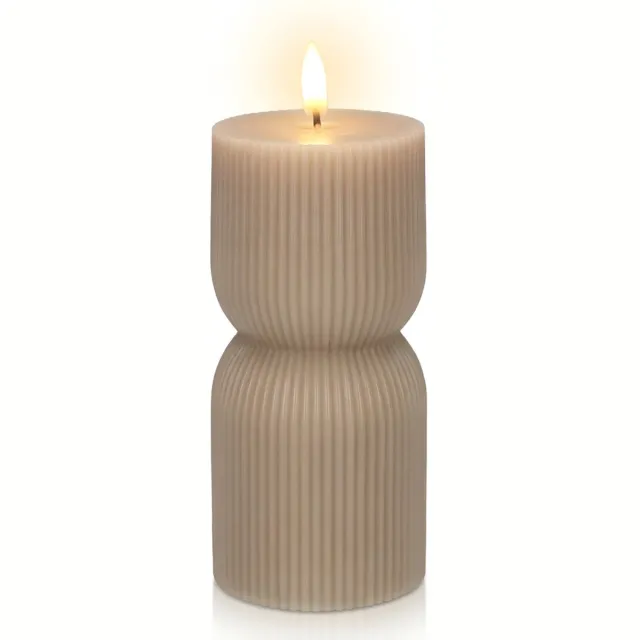 YULA Living LED Kaars op Batterijen - Flikkerende Vlam - Diner Kaarsen - 18 x 7,5 cm - Bruin - YULA Living