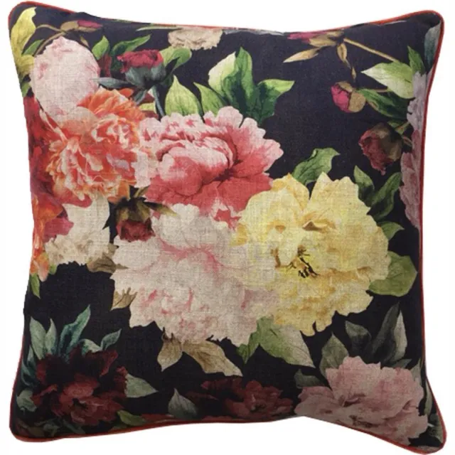 A&E Originals Kussen Fiore Botanico Black - 60 x 60 cm black / coral