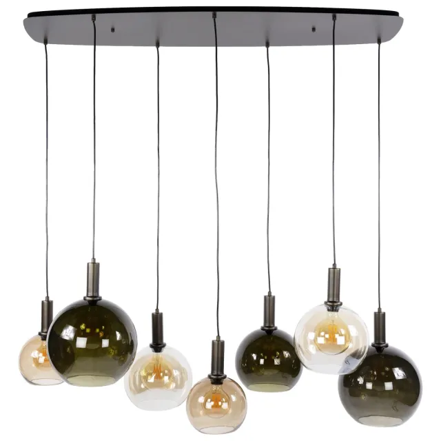 Nest of Nora Hanglamp Myla - 7 bolvormige glazen kappen - Amberbruin