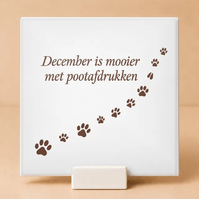 Bedruk King Strakke Huisdier in Kerstmodus Tegel – Minimalistische Decoratie voor Dierenliefhebbers en Kerstfanaten - 15 x 15 cm met houder Wit
