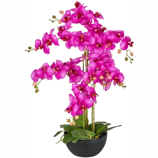 Kopu Kunstorchidee 80 cm - Lila - Zwarte schaal - Phalaenopsis