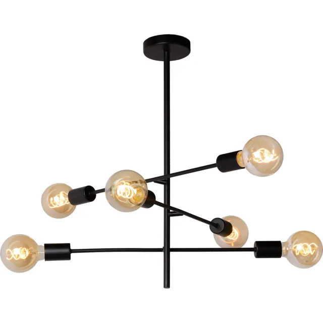 Lucide Plafondlamp Lester Zwart ⌀59cm 6xe27