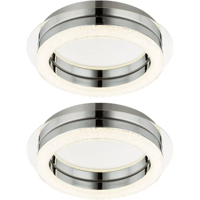 Globo Plafondlamp Woonkamerlamp Hallamp Slaapkamerlamp, chroom kristallen, LED 12W 1000Lm neutraal wit, set van 2 zilver