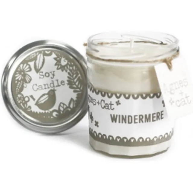 Agnes & Cat Soy wax Geurkaars in Glas - Windermere - 220 ml - Veganistisch - 6 stuks! Bruin en Wit
